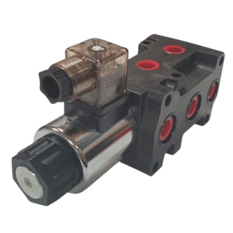 Vanne 6 voies hydraulique 60 l/min en 3/8BSP et 12 volts.