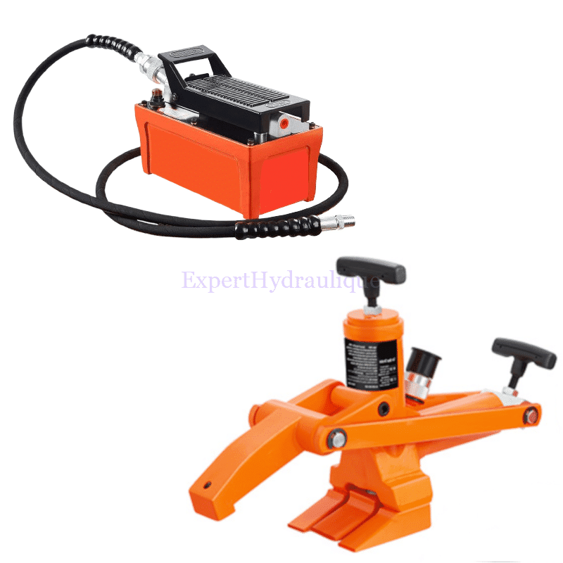 Kit détalonneur de pneu hydraulique 700 bars max avec une pompe à pied hydraulique 1,6L 700 bar max.