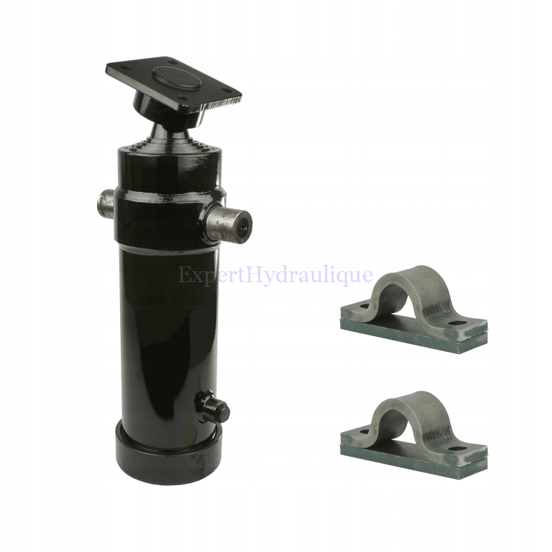 Vérin téléscopique avec course de 1300 mm avec fixation de montage.