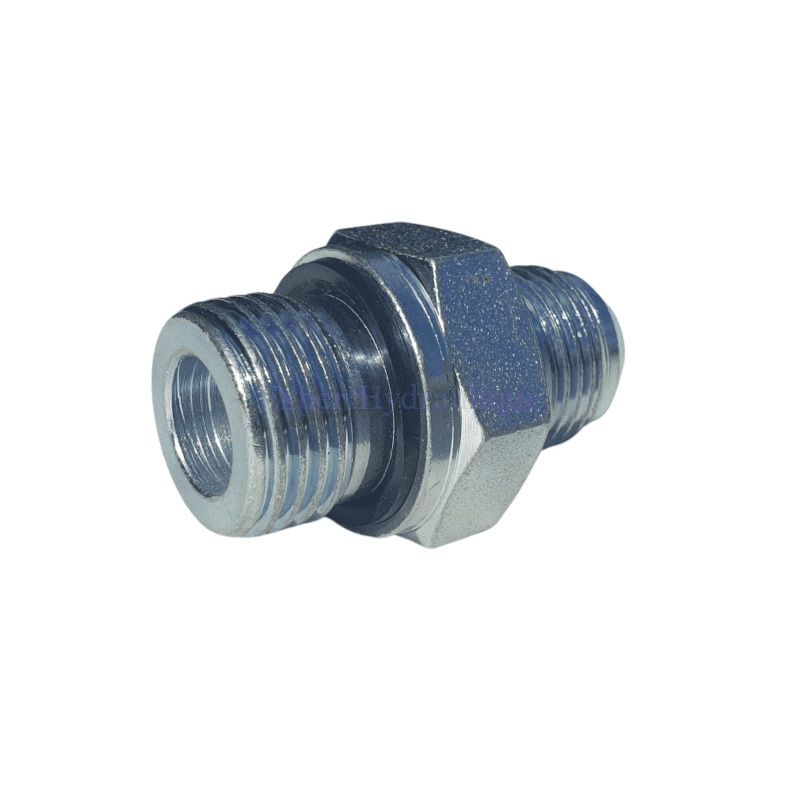 Raccord adaptateur 1-2 BSP mâle - 3-4-16 JIC (UNF) mâle.