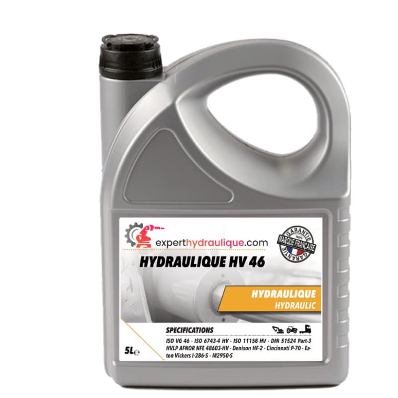 Bidon de 5 litres contenant de l'huile hydraulique type HV46