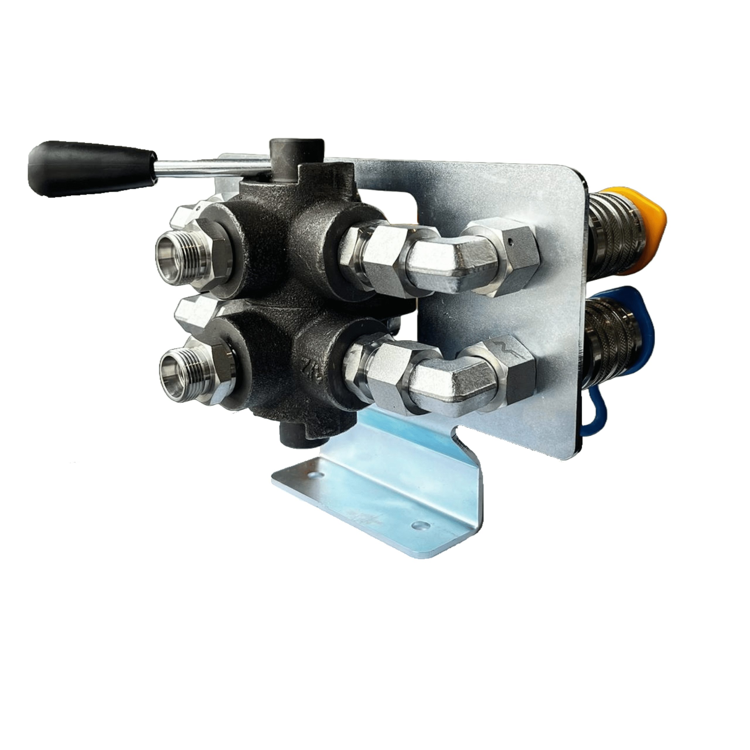 Vanne 6 voies hydraulique avec raccords pushpull + châssis – Image 1