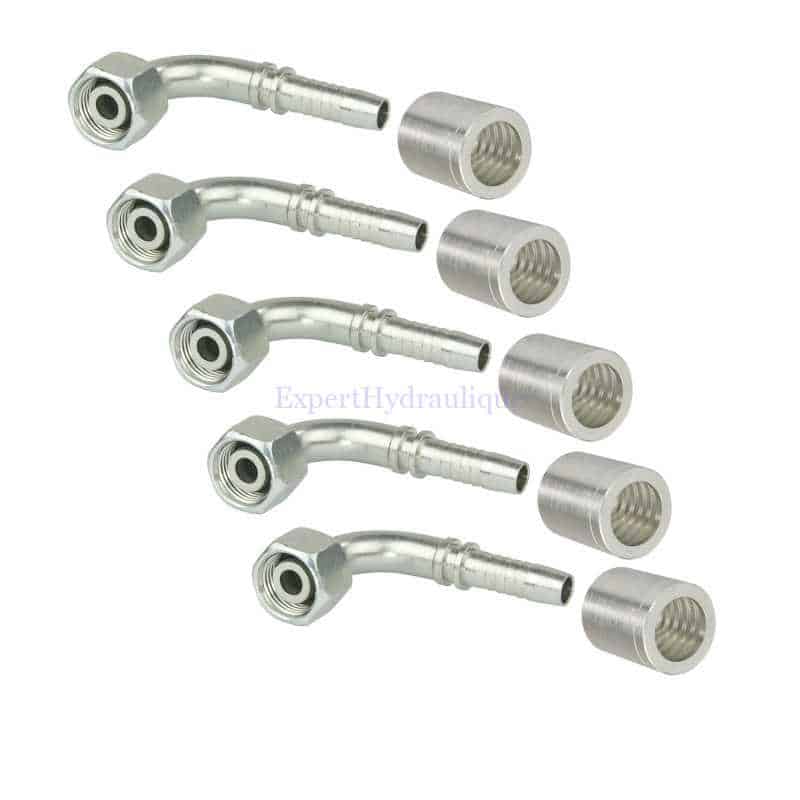 Lot de 5 raccords a sertir hydraulique 90 °