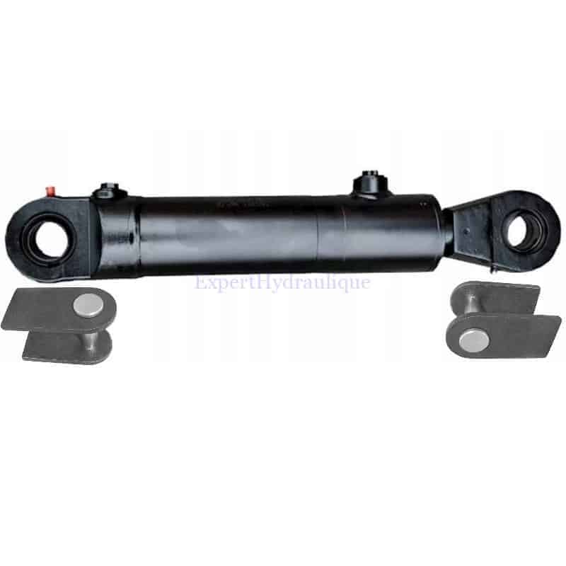 Vérin hydraulique double effet avec rotules et fixations