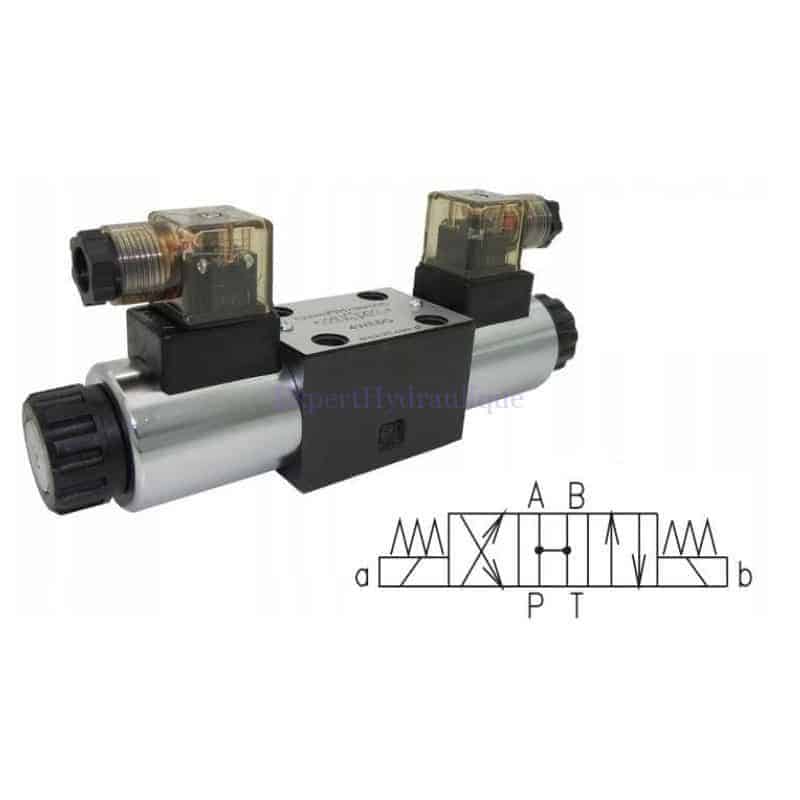 Electro distributeur 2 bobines schéma en H position milieu