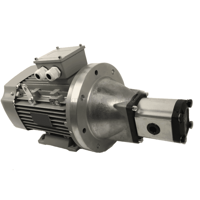 Moteur électrique accouplé avec une pompe hydraulique à implantations Moteur électrique accouplé avec une pompe hydraulique à implantations