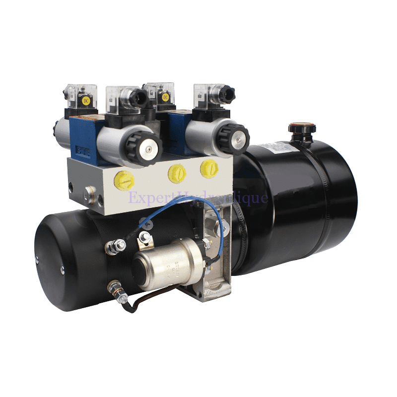 Centrale hydraulique 2 double effet + 1 flottante 12V et 24V.