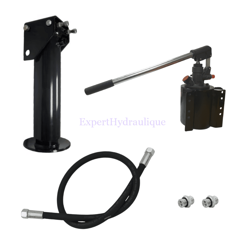 Kit béquille remorque hydraulique avec pompe manuelle Kit béquille remorque hydraulique avec pompe manuelle.