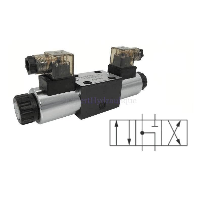 Distributeur CETOP A communicants vers P T et B fermé.