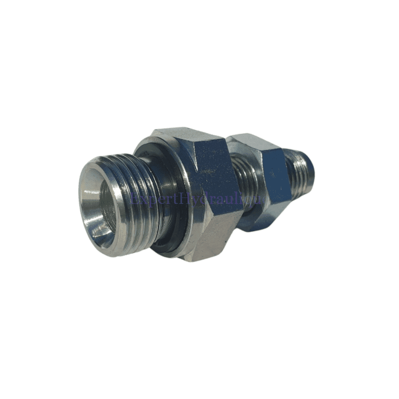 Raccord passe-cloison BSP avec joint et JIC.