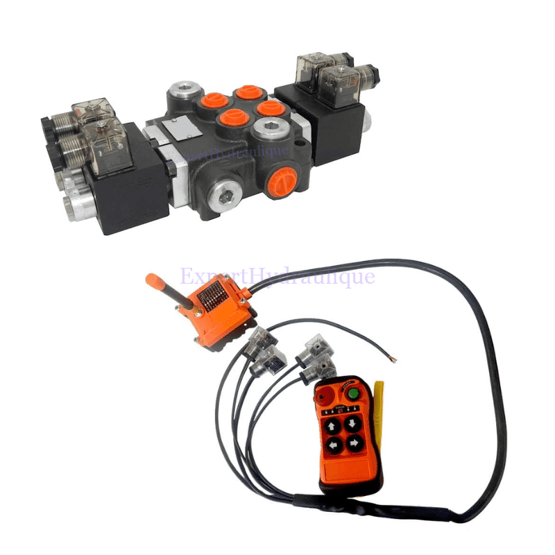 Kit distributeur électrique 2 DE 50 Lmin + kit de commande précâblé 4 boutons