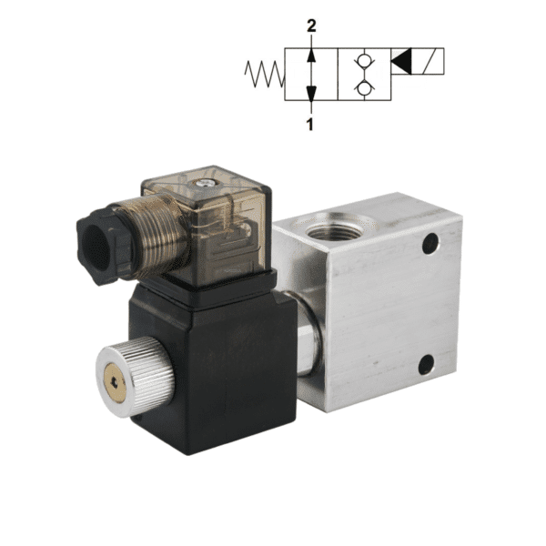 Electrovanne hydraulique NF 38 blocage bidirectionnel ouvert Electrovanne hydraulique NF 3/8" blocage bidirectionnel ouvert – Image 1