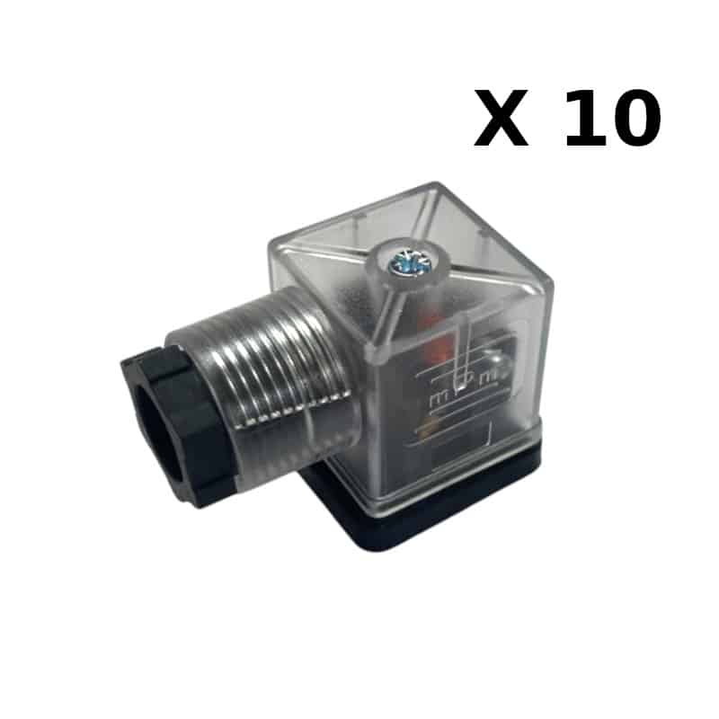 555 Lot de 10 prises Hirschman lumineuses pour électro distributeurs hydraulique