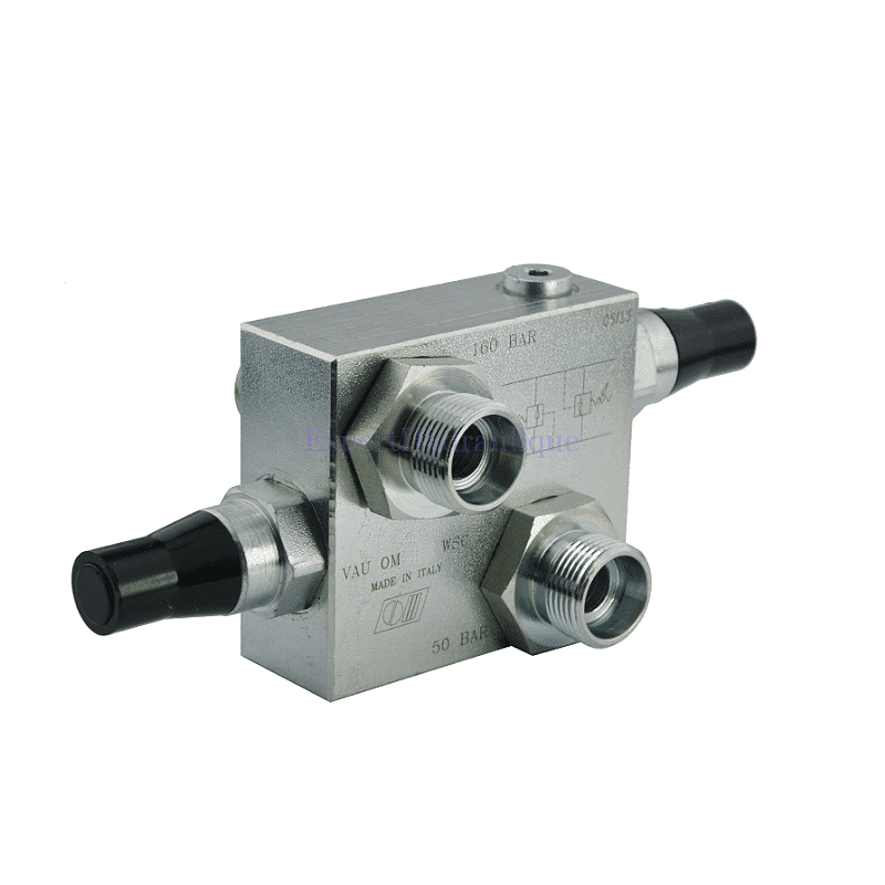 Limiteur de pression double pour moteur avec raccords traversants Limiteur de pression double pour moteur avec raccords traversants
