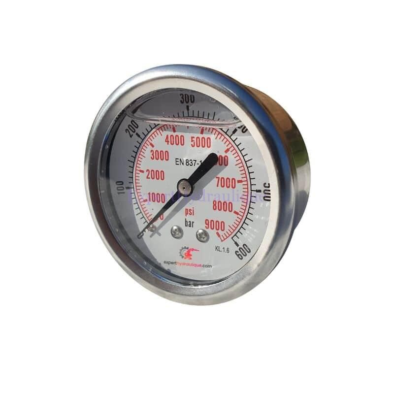 Manomètre 0 - 600 bars diamètre 63 mm sortie arrière Manomètre 0 - 600 bars diamètre 63 mm sortie arrière