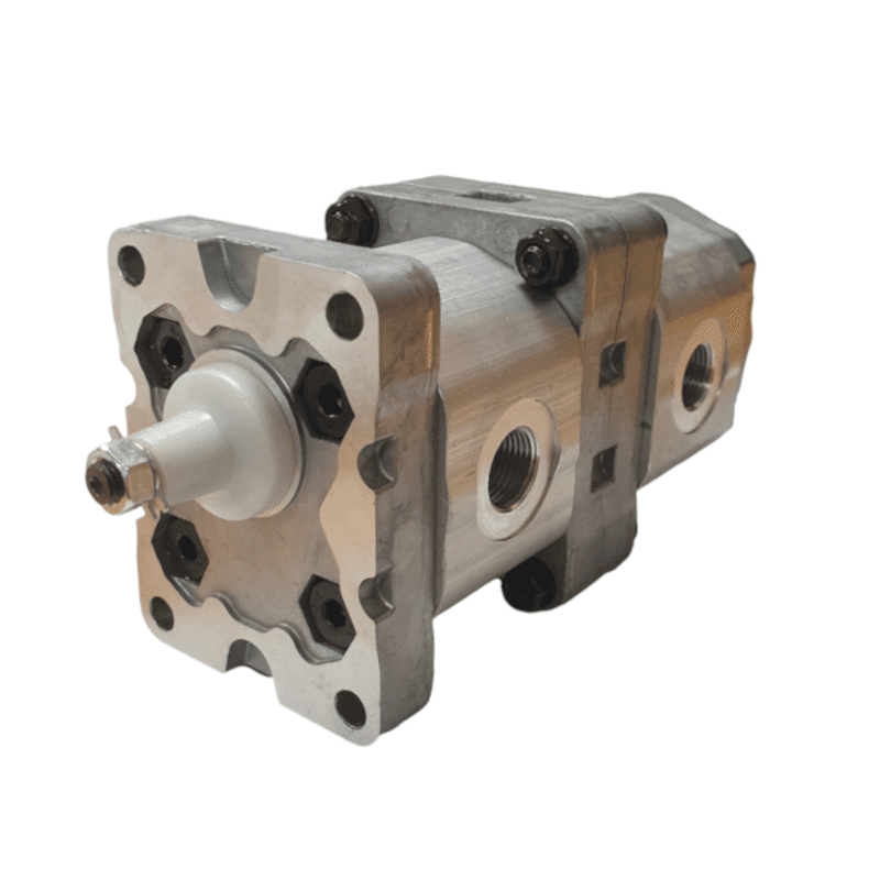 Pompe-hydraulique-double-32-32-cm3-rotation-droite-ou-gauche Pompe hydraulique GR1 + GR1 montage 4 trous arbre conique 1/8
