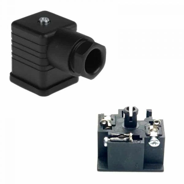 FGELEC0001 Prise Hirschman noir pour électro distributeurs hydraulique vue ouverte
