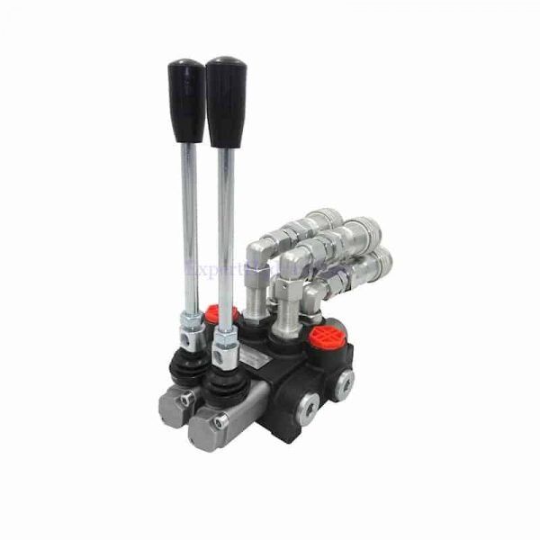Distributeur hydraulique 2 fonctions double effet avec sorties coupleurs Distributeur manuel deux doubles effets sorties raccords push pull