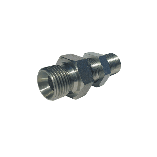 Raccord-droit-adaptateur-passe-cloison-BSP-et-Metrique Raccord passe cloison 1/2 BSP ET 18x150 12l male male