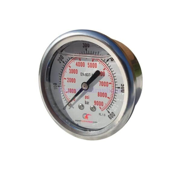 Manomètre 0 - 600 bars diamètre 63 mm sortie arrière